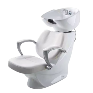 Hair Wash Seat in White Ceramic and Leather